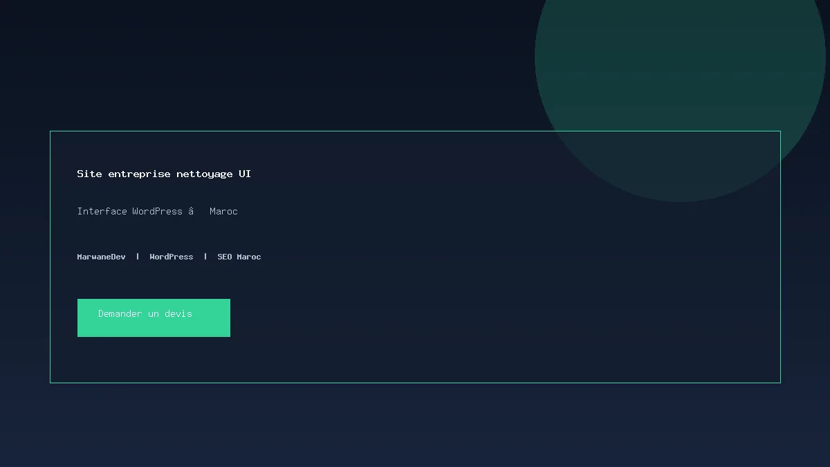Interface nettoyage Services et devis contrat sur un site de nettoyage professionnel
