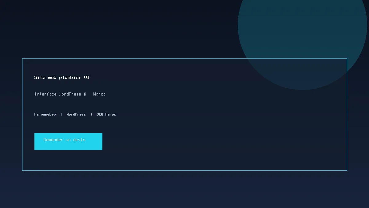 Interface plombier Demande de dépannage et devis sur un site de plombier